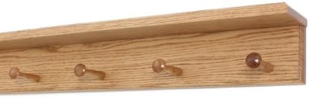 Oak Shaker Peg Rack with 4 inch Shelf (Cherry, 23" with 4 pegs) by PEG+AND+RAIL