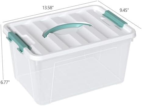 8-Pack 14 Quart Stackable Storage Bin, Plastic Box with Handle - Image 2