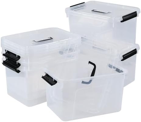 12 Quart Clear Plastic Storage Latch Bins with Handle, 6 Packs - Image 7