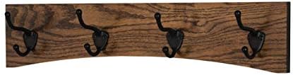 PegandRail Oak Curved Back Wall Mounted Coat Rack - Bronze Hooks - Made in The USA (Walnut, 20" x 4.5" - 4 Hooks) by PEG+AND+RAIL