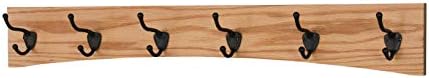 Oak Curved Back Wall Mounted Coat Rack - Bronze Hooks - Made in The USA (Natural, 30.5" x 4.5" - 6 Hooks) by PEG+AND+RAIL
