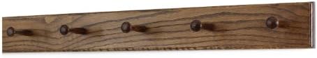 Solid Oak Shaker Peg Rack Made in The USA - Walnut Stain 29 x 3.5 Inches with 5 Pegs by PEG+AND+RAIL