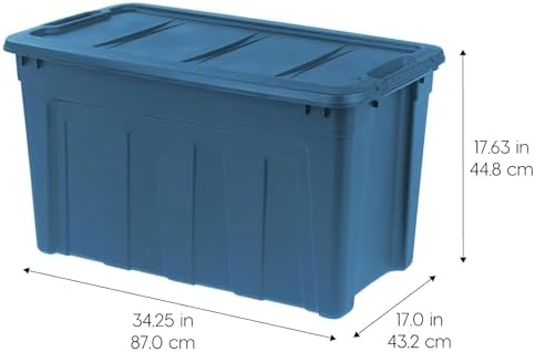 IRIS USA 31 Gallon Eco-Friendly Heavy Duty Storage Totes with Easy-Grip Handles, 8 Pack - Large Bins with Lids Garage Organizing Tubs, Durable Stackable Utility Containers, Made in USA - Navy - Image 4
