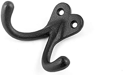 Renovators Supply Manufacturing Double Wall Hook, Cast Iron Black Powder Coat, Coat Towel Robe Hanger, 3.25 in W x 2.25 in H x 1.25 in Proj, Pack of 5 - Image 2