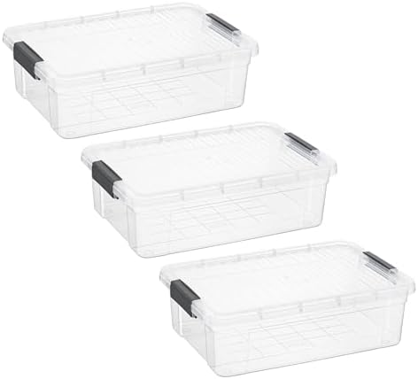 Superio 13.7 Quart Clear Plastic Storage Bin with Lid, Stackable Organizer Box, BPA-Free Storage Container for Home, Garage, School & Office, 3 Pack by Superio