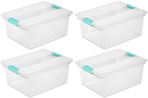 Sterilite Deep Clip Box, Clear Storage Bin with Latching Lid, 4 Pack by Sterilite
