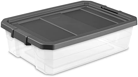 Sterilite 6-Pack Modular Stacker Box, Durable Clear Plastic Storage Bins with Latching Lids, 40 Quart - Stackable Organizing Container Boxes for Closet, Bathroom, and Office - Image 4