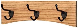 Oak Curved Back Wall Mounted Coat Rack - Bronze Hooks - Made in The USA (Golden Oak, 15" x 4.5" - 3 Hooks) by PEG+AND+RAIL