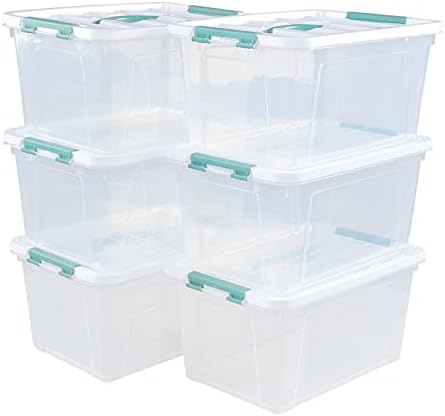 Gainhope 6 Packs 14 L Plastic Stackable Storage Box with Latching Lid - Image 7