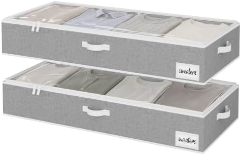 StorageWorks 7 Inch Low Profile Under Bed Storage Containers with Clear Lid by StorageWorks