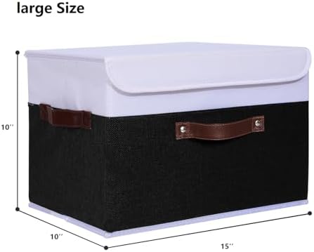 ANMINY Fabric Storage Box Bins with Lids, Black White, 15"x10"x10", 4 Pack - Image 5
