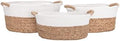 Seville Classics Premium Natural Handwoven Portable Laundry Bin Basket with Carrying Handles, Household Storage for Clothes, Linens, Sheets, Natural Water Hyacinth and White Rope, 3 Piece Set by Unknown
