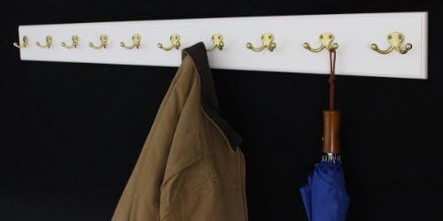 White Wall Mounted Coat Rack with Satin Nickel Dual Style Hooks 4.5" Ultra Wide (20" x 4.5" with 4 Hooks) - Image 2