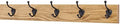 Oak Coat Rack with Oil Rubbed Bronze Hat & Coat Style Hooks (Golden Oak, 25.5" x 3.5" with 5 Hooks) by PEG+AND+RAIL