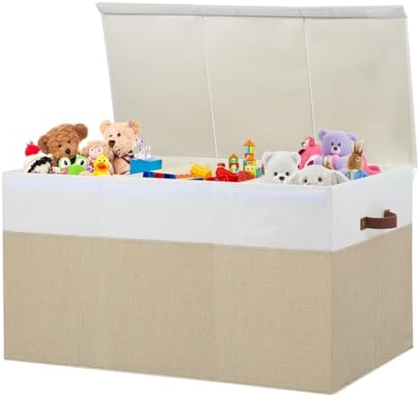 Extra Large Toy Storage Box with Lid,Toy Chest Bin Basket with Dividers by Gowee