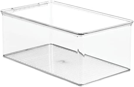mDesign Plastic Stackable Toy Storage Bin Container Box with Hinge Lid for Organizing Living Room, Play Room, Bedroom, Nursery, Hold Blocks, Puzzles, Books, Lumiere Collection, 2 Pack - Clear - Image 4