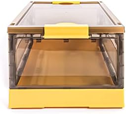 Best Home Fashion 3 packs Storage Bins Side Opening, Stackable Lid Collapsible, Foldable, Easy Tidy Up with Storage Box, Ideal for Home & Office Organization Storage Cube (Medium, Yellow) - Image 3