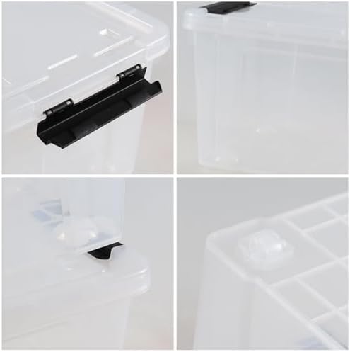 4 Pack 23 L Clear Plastic Storage Bins with Wheels and latches - Image 3