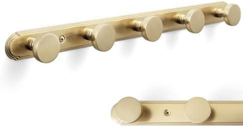 Goo-Ki 1 Pack Champagne Bronze Coat Rack Wall Mount Heavy Duty, Towel Rack Zinc Alloy Coat Hooks Wall Mounted for Hanging Bag Hat Clothe,6651UBR-H014-5 by Home
