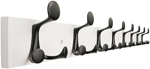SKOLOO 43-Inch White Wood Coat Rack Wall Mount with 8 Triple Hooks - Ideal for Family Entrances, Classrooms, and Pet Supplies Storage - Perfect Coat Hooks for Wall, Pack of 2 by SKOLOO