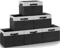 GhvyenntteS Large Storage Baskets for Shelves 6 Pack, Collapsible Fabric Storage Bins with 3 Handles, Decorative Closet Organizers and Storage bins for Clothes Blanket Beddings (Black, 15"x11"x9.6") by GhvyenntteS
