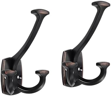 10 Pack Oil Rubbed Bronze Hooks Large Wall Mounted Solid Heavy-Duty Decorative Double-Sided Coat Hooks for Triple Coat Hook Towels Coats Robes Towels Bag Bathroom Three Prong Coat Hook by Unknown