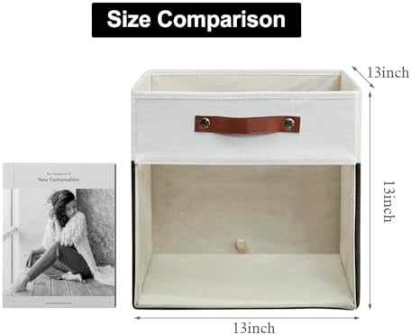 Bagnizer Storage Cubes, 4 Pack Linen Foldable Storage Bins (13 x 13 inch) with Clear Window and Handles, Fabric Organizer for Shelf Closet, Clothes, Books - (Black and White) - Image 2