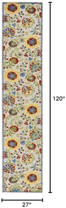 Nourison Home Aloha Ivory Multicolor 2'3" x 10' Area Rug - Easy Clean, Non Shedding, Bed Room, Living Room, Dining Room, Kitchen (10' Runner) - Image 2