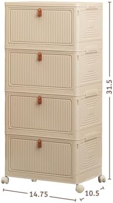 20 QT (80 QT Total) Foldable Storage Cabinet with Doors – 4 Tier Stackable Organizer, Collapsible Plastic Storage Bins with Magnetic Doors, Space-Saving Storage for Bedroom, Closet, Dorm - Image 3