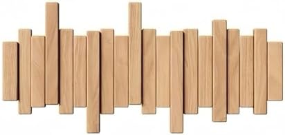Key Holder Wall Mount, Splicable Wooden Piano Coat Rack Wall Mount, Modern Wall Art Flip Down Magnetic Hooks Wall Hook Hat Hanger for Entryway Key Holder Bedroom Kitchen (natural wood color, 6 Hooks) by Unknown