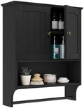 Smuxee Black Bathroom Cabinet Wall Mounted with Towels Bar, Medicine Cabinet with 2 Door Adjustable Shelves, Over Toilet Cabinet for Bathroom Laundry Room Kitchen by Smuxee