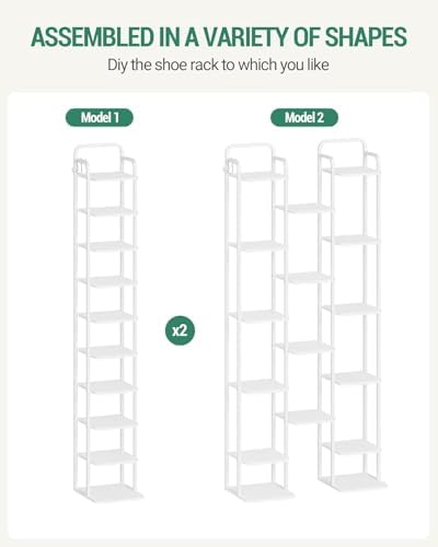 Hzuaneri 10 Tiers Vertical Shoe Rack, Tall Shoe Shelf with 2 Hooks - Image 5