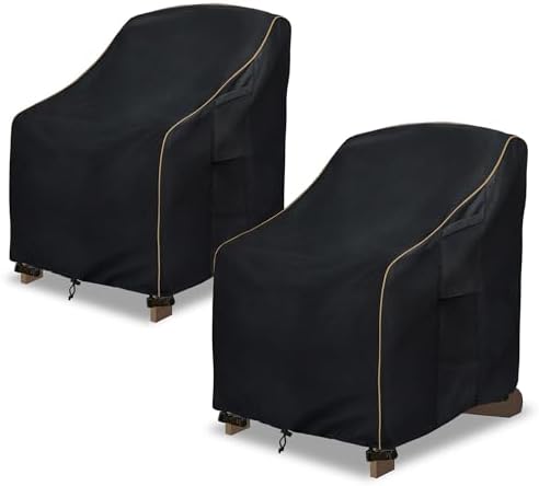 Patio Adirondack Chair Cover 2 Pack,Waterproof Heavy Duty Outdoor Chair Covers,Patio Adirondack Chair Cover for Outdoor Chair,(30W x 34 D x 36 H inches),Black by LSongSKY