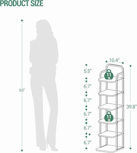 Hzuaneri 6 Tiers Vertical Shoe Rack, Tall Shoe Shelf with 2 Hooks - Image 2