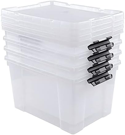 Obstnny 34 Quart Lidded Storage Bins 4 Packs, Plastic Clear Latching Box - Image 7