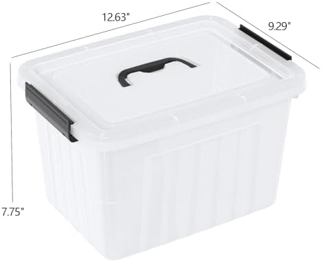 Clear Storage Latch Bin 12 Quart, Plastic Organizing Box, 6-Pack - Image 2