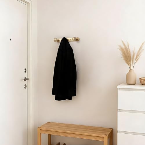 Goo-Ki 1 Pack Champagne Bronze Coat Rack Wall Mount Heavy Duty, Towel Rack Zinc Alloy Coat Hooks Wall Mounted for Bag Hat Clothes Scarf - Image 7