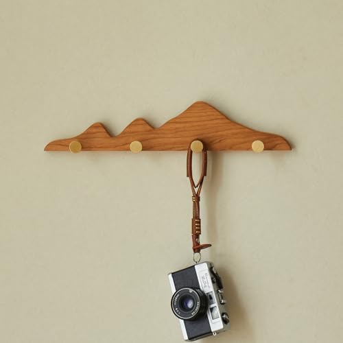Wall Coat Rack Cherry Wood 4 Hooks - Image 6