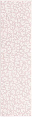 Unique Loom Outdoor Safari Collection Area Rug - Leopard (2' x 7' 10" Runner, Pink Ivory/ Ivory) - Image 3