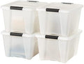 IRIS USA 4-Pack 32 Quart Storage Bins with Lids, Pearl by IRISUSA