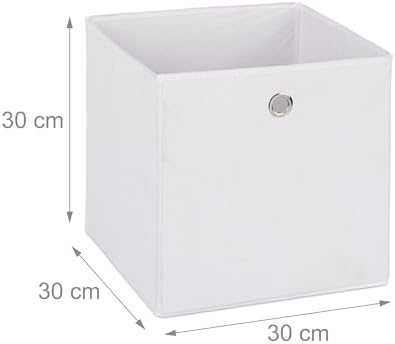 Relaxdays HLP Storage Box, Set of 4 Storage Cube, 30 x 30 x 30 cm, Folding Storage Box, Fabric, White - Image 4