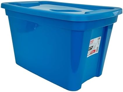 Edge Plastics Classic Storage Tote, durable storage in for home or garage with secure snap lid designed for stacking (9, Aqua, 10 Gallon) by EdgePlastics