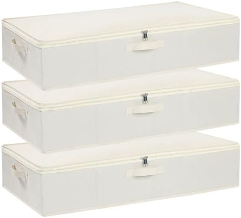 Underbed Storage Organizers,Beige,3 Pack,31.5x15.7x5.9 Inch by YheenLf