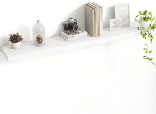 Acovy 48 Inch Floating Shelves, 8 Inch Deep Floating Shelves for Wall, Hanging Shelf with Invisible Brackets, Deep Shelves for Bathroom, Bedroom, Living Room, White, Set of 1 by Acovy