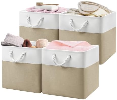 Patvingot 13-Inch Fabric Cube Storage Bins with Handles,4 Pack,Foldable by Patvingot