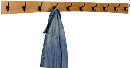 Solid Cherry Arched Wall Mounted Coat Rack Bronze Hat & Coat Hooks - Made in The USA (Cherry, 52" x 4.5" with 10 Hooks) - Image 2