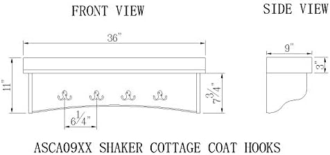 Shaker Cottage Coat Hooks with Tray Shelf, Chocolate - Wall Mounted Storage Rack, 8 Hooks, French Cleat Easy Installation, Ideal for Entryway, Mudroom, Laundry Room, Painted Wood Finish - Image 4