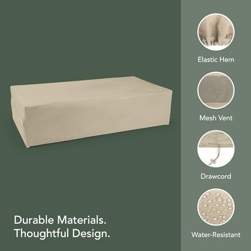 Covermates Elite Rect. Table Cover – 300D Polyester, 40Wx28Dx22H, Khaki - Image 4