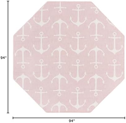 Unique Loom Outdoor Coastal Collection Area Rug - Ahoy (7' 10" Octagon, Pink/ Ivory) - Image 2