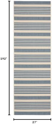 SAFAVIEH Courtyard Outdoor Runner Rug 2'3"x16', Beige & Blue CY6062-233 - Image 2